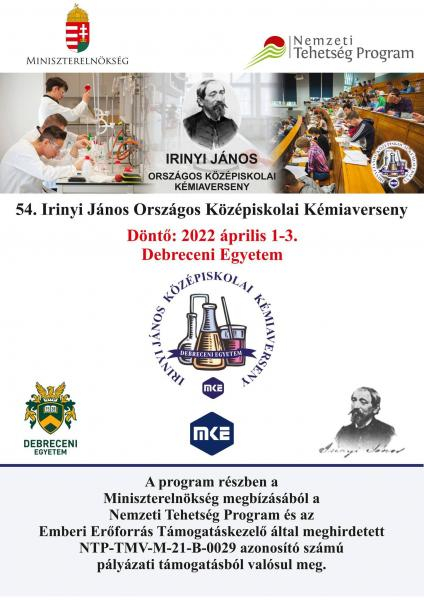 54. Irinyi János Országos Középiskolai Kémiaverseny Debrecenben