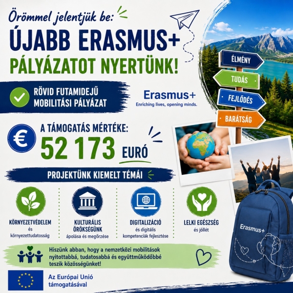 Újabb Erasmus+ pályázatot nyertünk