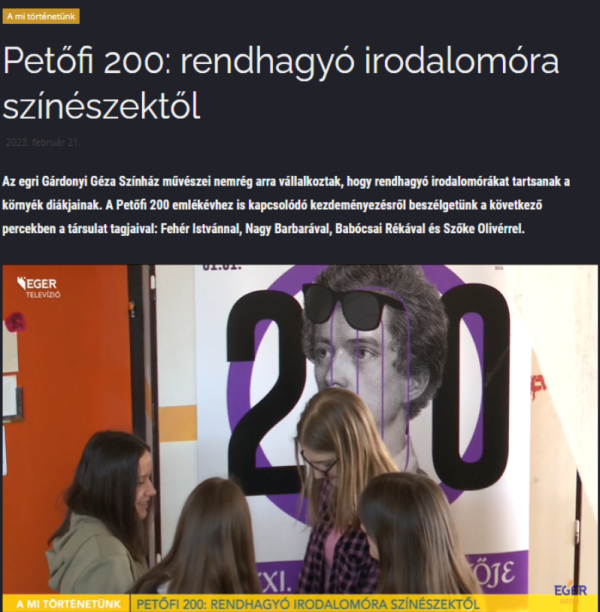 Tantermi előadás Petőfivel